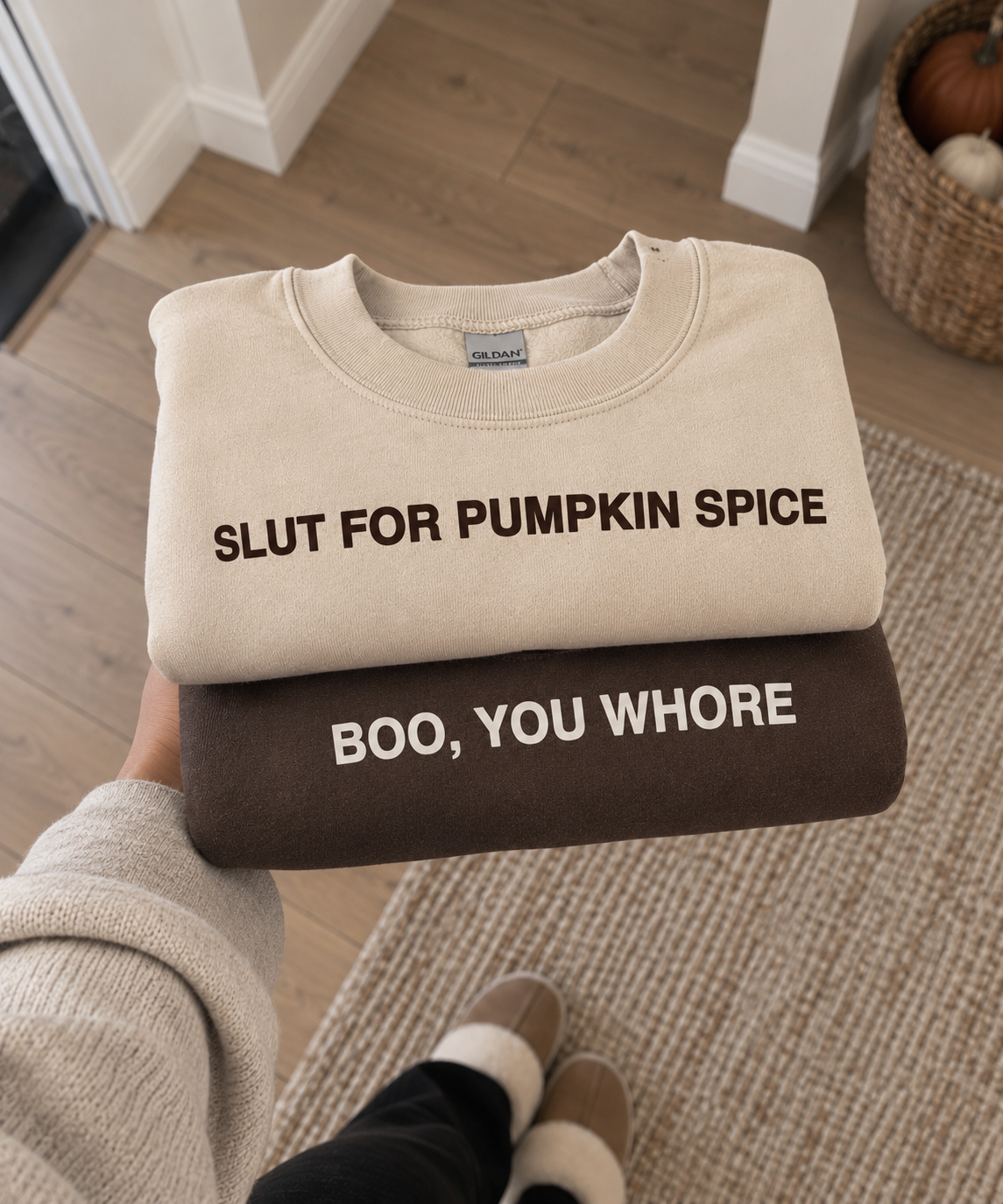 Boo, you whore & Pumpkin Spice Slut Crewneck || MADE TO ORDER ||