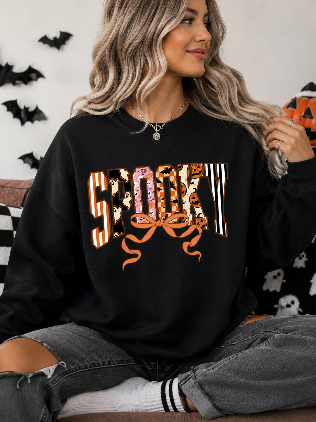 Spooky Bow Crewneck || MADE TO ORDER ||