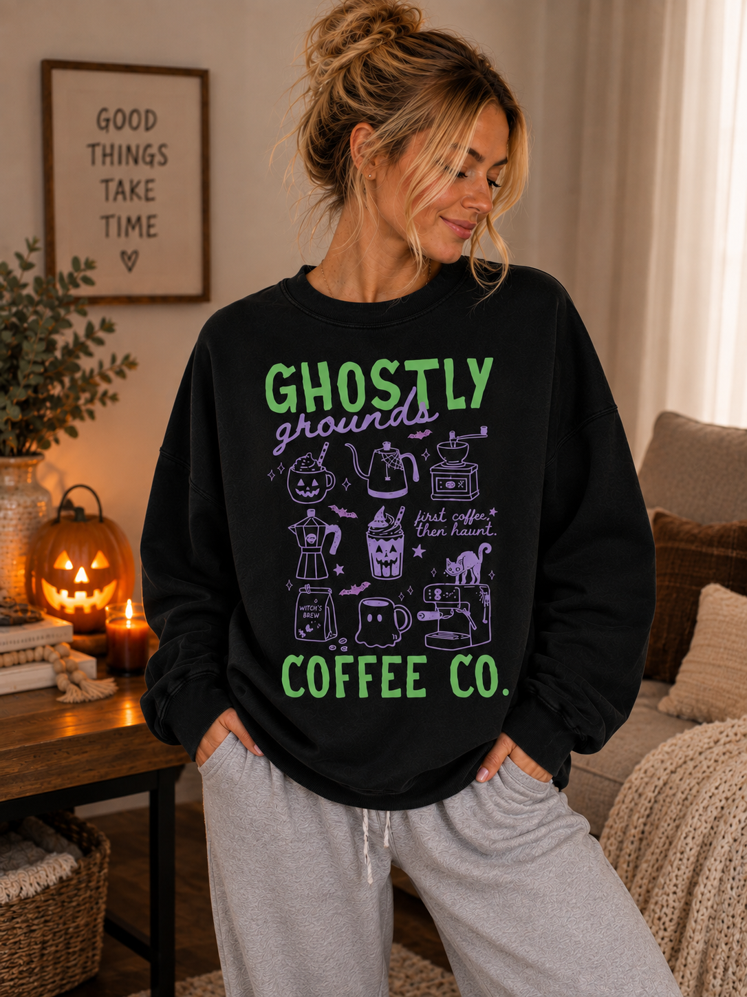 Ghostly Grounds Coffee Co CC Crewneck / Tee || MADE TO ORDER ||