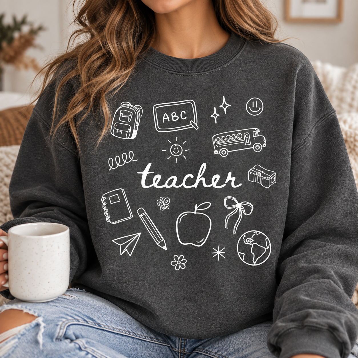 Teacher Doodle Crewneck || MADE TO ORDER ||