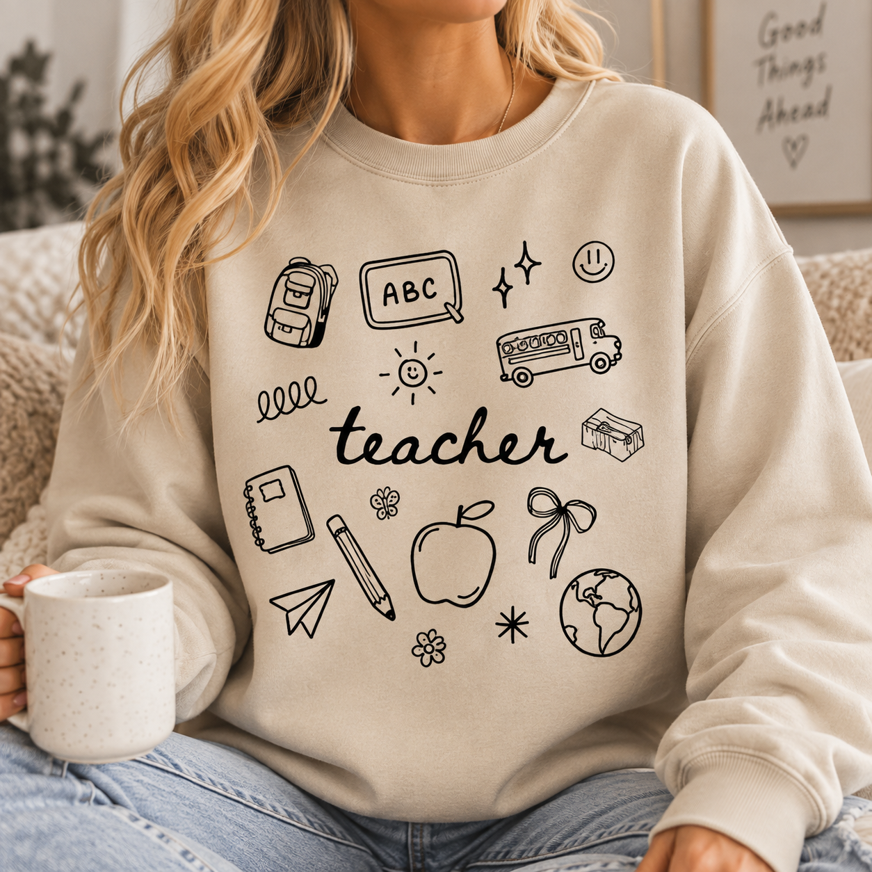 Teacher Doodle Crewneck || MADE TO ORDER ||