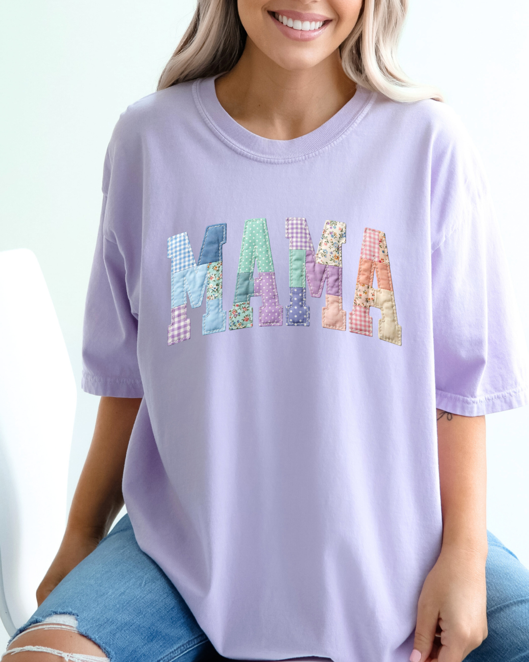 Faux Patch MAMA CC graphic tee || MADE TO ORDER ||