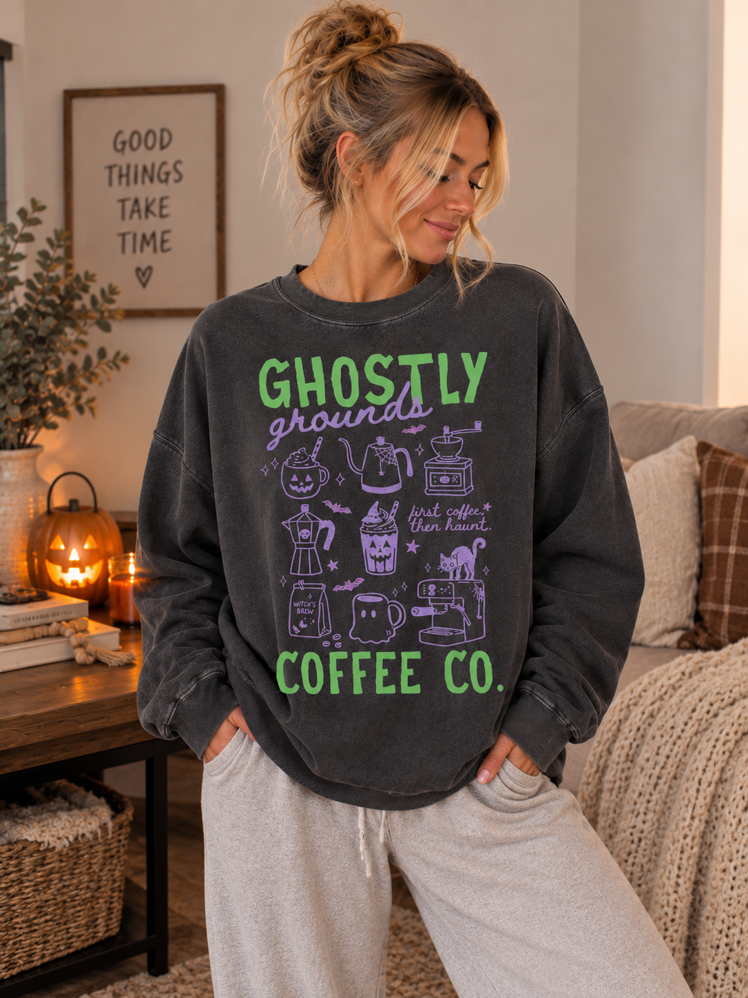 Ghostly Grounds Coffee Co CC Crewneck / Tee || MADE TO ORDER ||