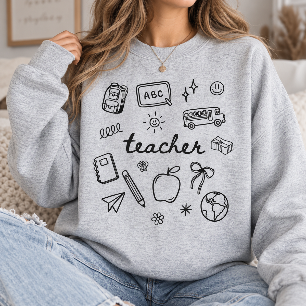 Teacher Doodle Crewneck || MADE TO ORDER ||